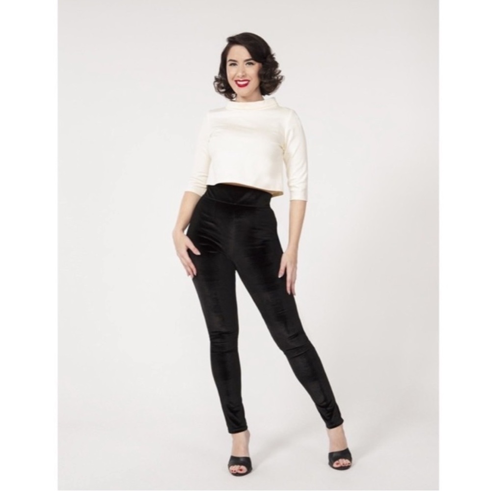 Traci Lords for Pinup Girl Couture black velvet pants